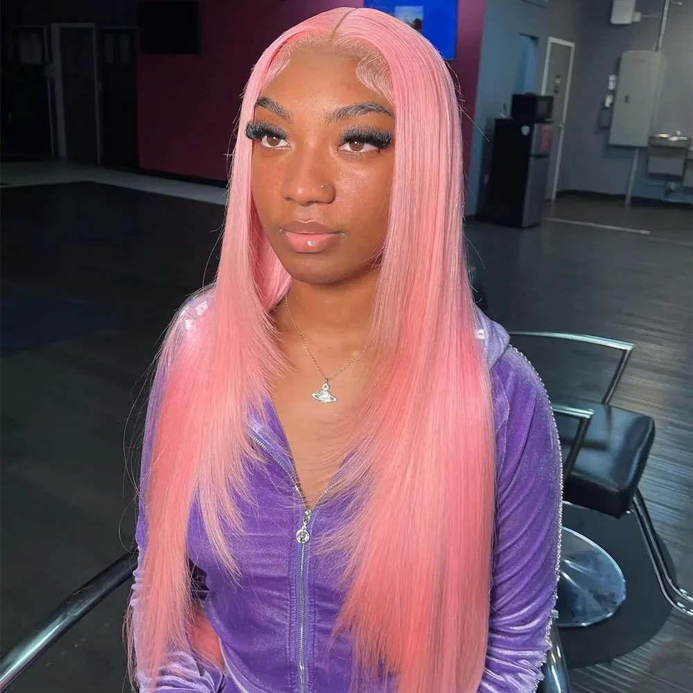 30 36 Inch 13x4 Pink Lace Front Wig Human Hair 13x6 Straight Hd Lace Frontal Wig For Women Brazilian 613 Light Pink Colored Wigs